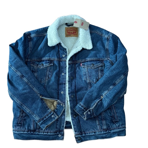 Levi's Other - Levi's Trucker Sherpa Lined Denim Jacket Standard Fit Quilted Sleeves Men's LG